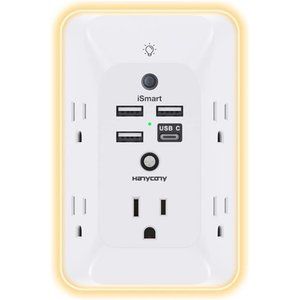 Outlet Extender with NightLight,Multi PlugOutlet,USB Wall Charger SurgeProtector